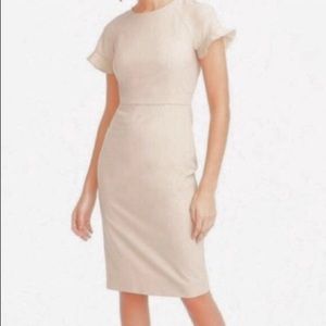 J. Crew Ruffle Sleeve Sheath Dress Cream 8